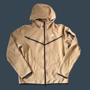 Nike Mens Beige Full-Zip Hoodie With Hood & Sleeve Pocket